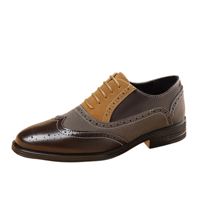 Andrew | Brogue Oxfords - Brown & Tan Wingtip Dress Shoes