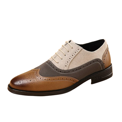 Andrew | Brogue Oxfords - Brown & Tan Wingtip Dress Shoes