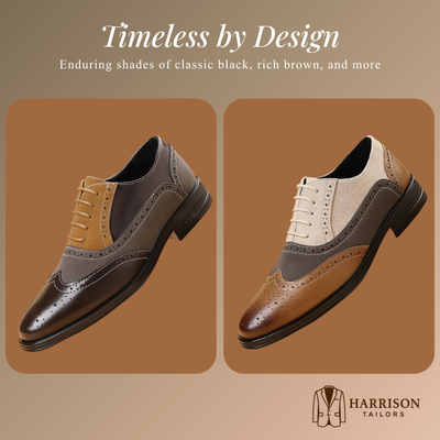 Andrew | Brogue Oxfords - Brown & Tan Wingtip Dress Shoes