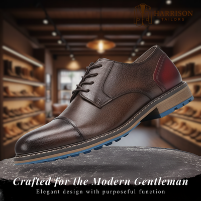 Ricky | Men's Brown Derby Shoes - Formal & Casual Lace-Ups with Non-Slip Rubber Sole