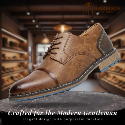 Ricky | Men's Brown Derby Shoes - Formal & Casual Lace-Ups with Non-Slip Rubber Sole