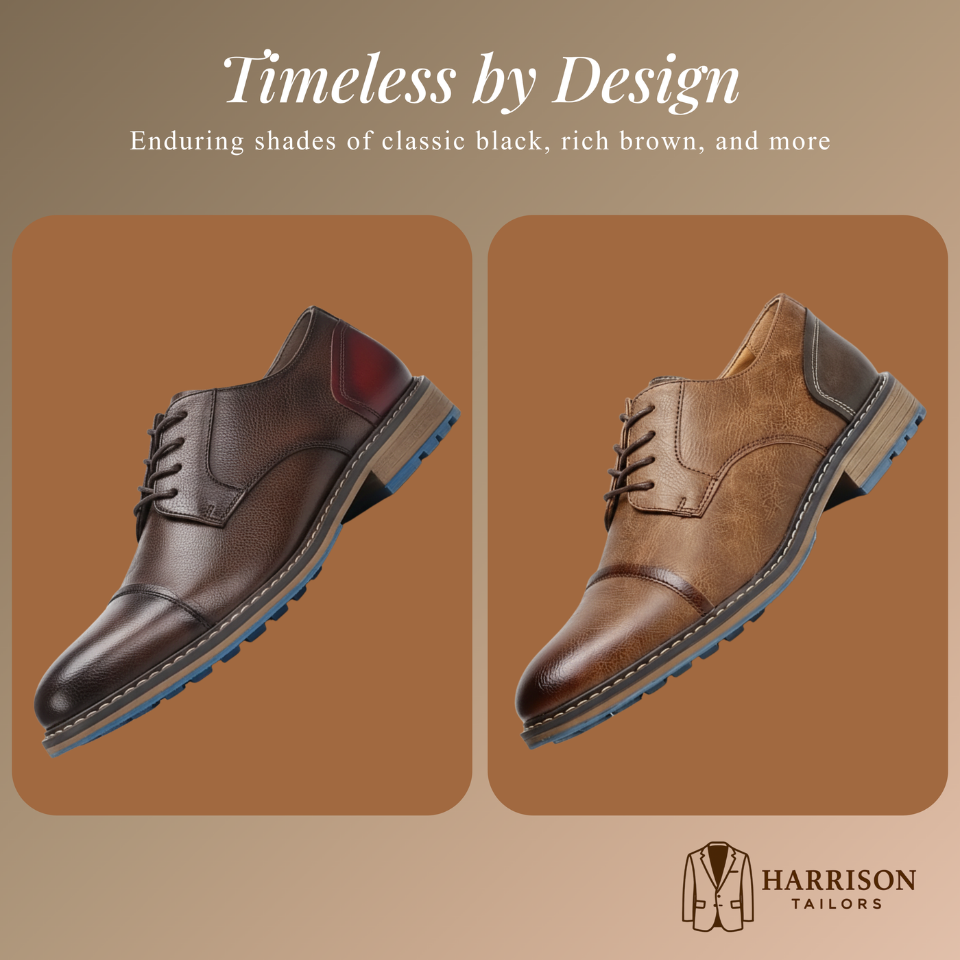 Ricky | Men's Brown Derby Shoes - Formal & Casual Lace-Ups with Non-Slip Rubber Sole